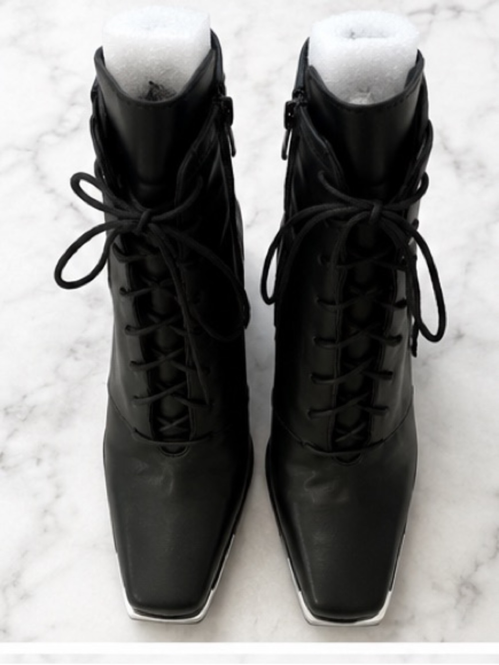 Steve Madden Black Franny Lace-Up Heeled Ankle Boots